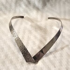 Vintage Sterling Silver V Collar Necklace - Mexico 925